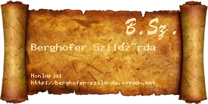 Berghofer Szilárda névjegykártya